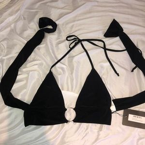 Black plunge ring detail bralet